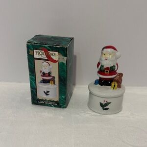 Holiday Traditions Santa Covered Box Hand Painted Porcelain